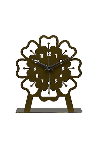 Mercan Model Metal Lazer Kesim Akar Sessiz Mekanizmalı Masa Saati Gold