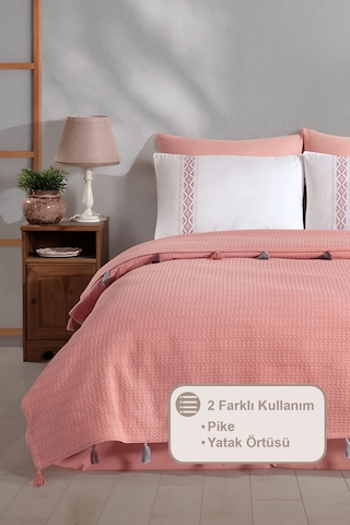 Elart Melany Pike Çift Kişilik %100 Pamuk 200x220 Cm Gülkurusu Gül Kurusu
