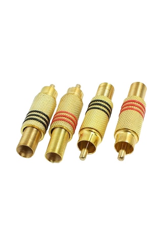 Rca Erkek Tos Jak Fiş Metal Yaylı 10 Adet Siyah Çizgili