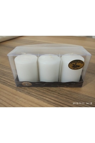 3'Lü Kokusuz Bozkurt Silindir Mum 5*7Cm (346655471)