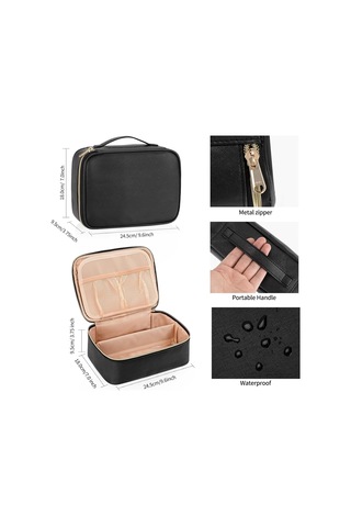 Makyaj Çantası, Sevimli Makyaj Düzenleyici Çanta Taşınabilir Makyaj Çantası Kozmetik Tuvalet Aksesuarları Bölücü Ve Fırça Bölmeleri, Makyaj Seyahat Çantası Kozmetik Çantaları Kadın Ve Kızlar-siyah Altın