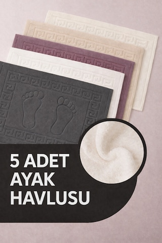 5 Adet %100 Pamuk En Iyi Emici Ayak Havlusu : Konforlu Banyo Paspası 50x70cm Terra Çok Renkli