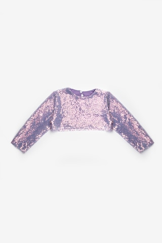 Le Mabelle Lila Uzun Kollu Pullu Kız Çocuk Crop Bluz Lila
