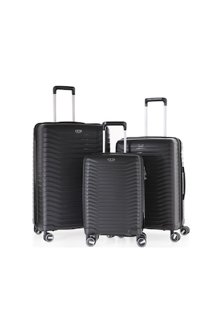 Ultra Dayanıklı 3'lü Set Valiz & Bavul Siyah-1395 Siyah