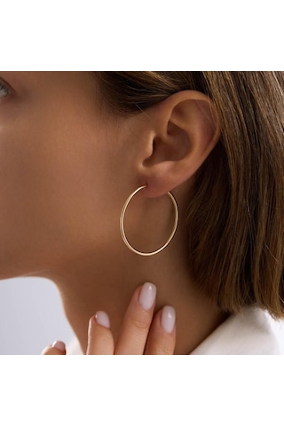 14k Altın Halka Küpe 1,2 Mm 3.8 Cm Gizli Kilit T14299 Renkli