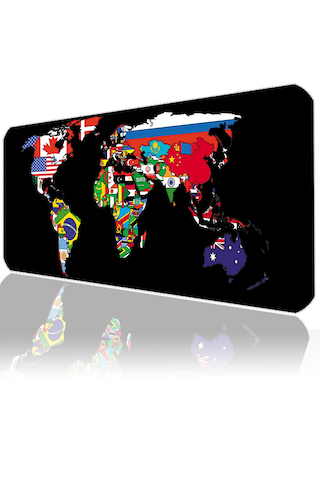 İlyuka Mousepad 90x40cm Büyük Boy Xxl Mp539040 World Map Flags