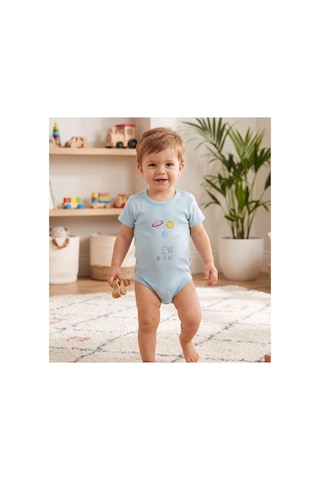 Mother Love %100 Organik Pamuk 2'li Kısa Kol Body 0-36 Ay Mavi