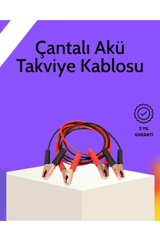 Akü Takviye Kablosu 1200a İzoleli Büyük Maşalı 2m Dayanıklı