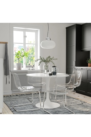 Ikea Beyaz Şık Yemek Masası - Yuvarlak Mutfak Masası