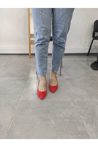 Tarzbu Lks İnce Topuklu Sivri Burun Kırmızı Abiye Ayakkabı