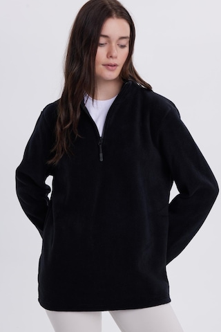 Tudors Kadın Standart Fit Anti-pilling Tüylenme Yapmayan Soğuk Geçirmez Siyah Bato Yaka Polar Sweatshirt-41776 SiYAH