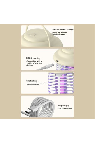 Xurunkeji Elektrikli Böcek Öldürücü Taşınabilir Sivrisinek Kontrol Lambası Usb Şarjlı Sivrisinek Kovucu İç Ve Dış Mekan Kullanımı İçin Haki