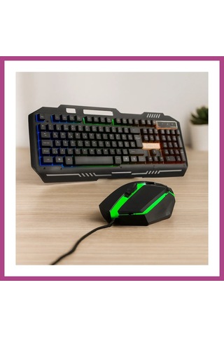 Gees Global Usb Kablolu Rgb Gökkuşağı Işıklı Klavye Ve Mouse Seti - 150 Cm Gbzs