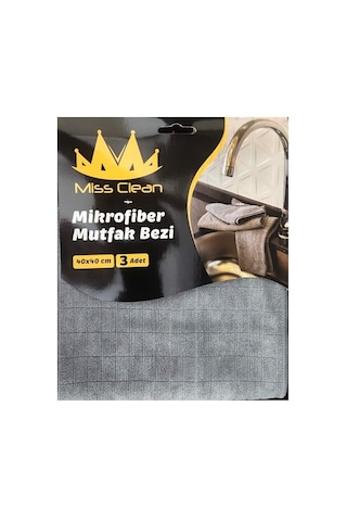 Miss Clean Mikrofiber Mutfak Temizlik Bezi 40 40 Cm Leke Tutmaz Koku Yapmaz 3 Adet Gri Diğer