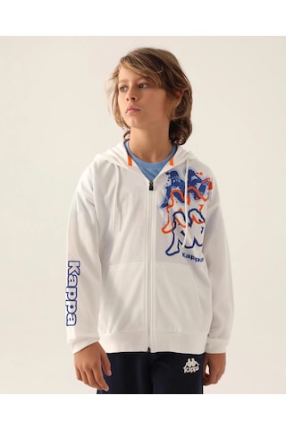 Kappa Erkek Çocuk Fullzıp Sweatshırt - Beyaz