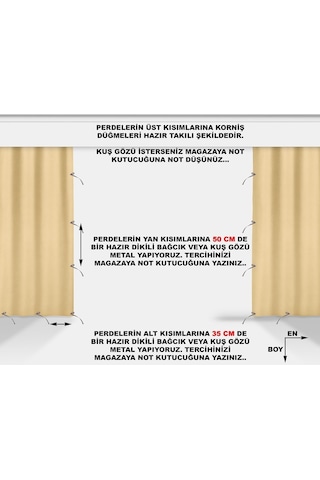 Balkon Perdesi, Balkon Brandası, Korniş Düğmeli, Bağcıklı Hazır.