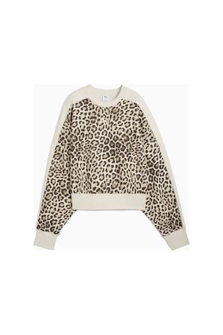 Puma T7 Leopard Kadın Krem Sweatshirt 632136-91 Krem