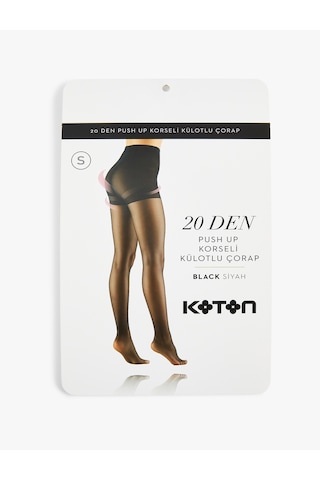 Koton 20 Den Push Up Korseli Külotlu Çorap Siyah 7wak80256aa