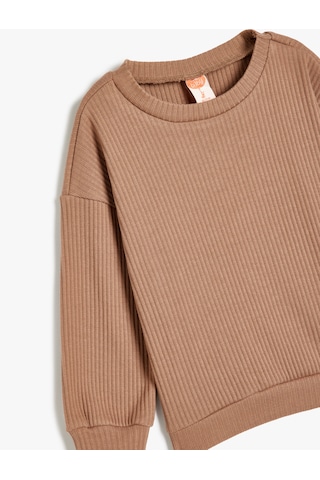 Koton Basic Sweatshirt Bisiklet Yaka Uzun Kollu Bisiklet Yaka Kahverengi 5smb10117tk Kahve