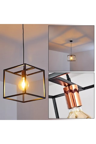 Riolıght Modern1,retro1,rustik1 Küp Metal Tekli Sarkıt Avize 25cm X 25cm Siyah