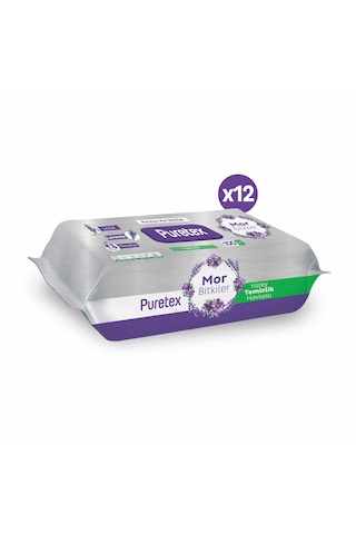 Puretex Yüzey Temizlik Havlusu Mor Bitkiler 12x100 1200 Yaprak Beyaz