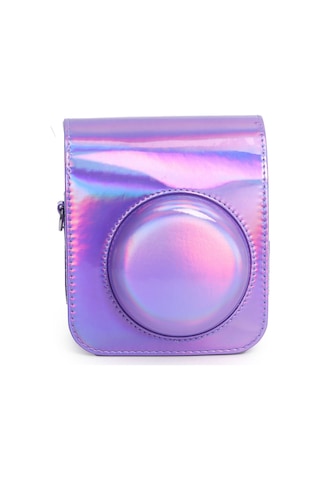 Instax Mini 12 Makine Uyumlu Lila Parlak Deri Kılıf