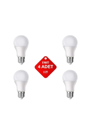 Primesegment 4 Adet Tasarruflu Beyaz Renk Led Ampul 9 Watt