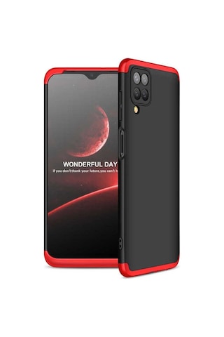 Galaxy M12 Kılıf Zore Ays Kapak Siyah-Kırmızı