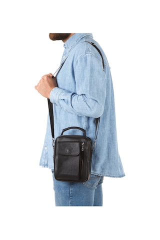 Newish Polo Erkek Mekanizmalı Cüzdan Ve Deri Kapaklı Omuz El Çantası 17x22cm - New337 Siyah