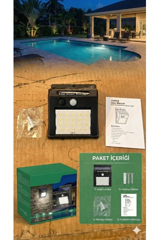 20 Ledli Hareket Sensörlü Dış Mekan Solar Lamba Crchmgo