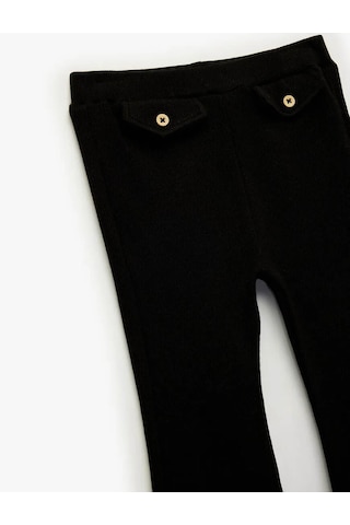 Koton Düğme Detaylı Pamuklu İspanyol Paça Siyah Kız Bebek Tayt 6wmg40023ak Siyah