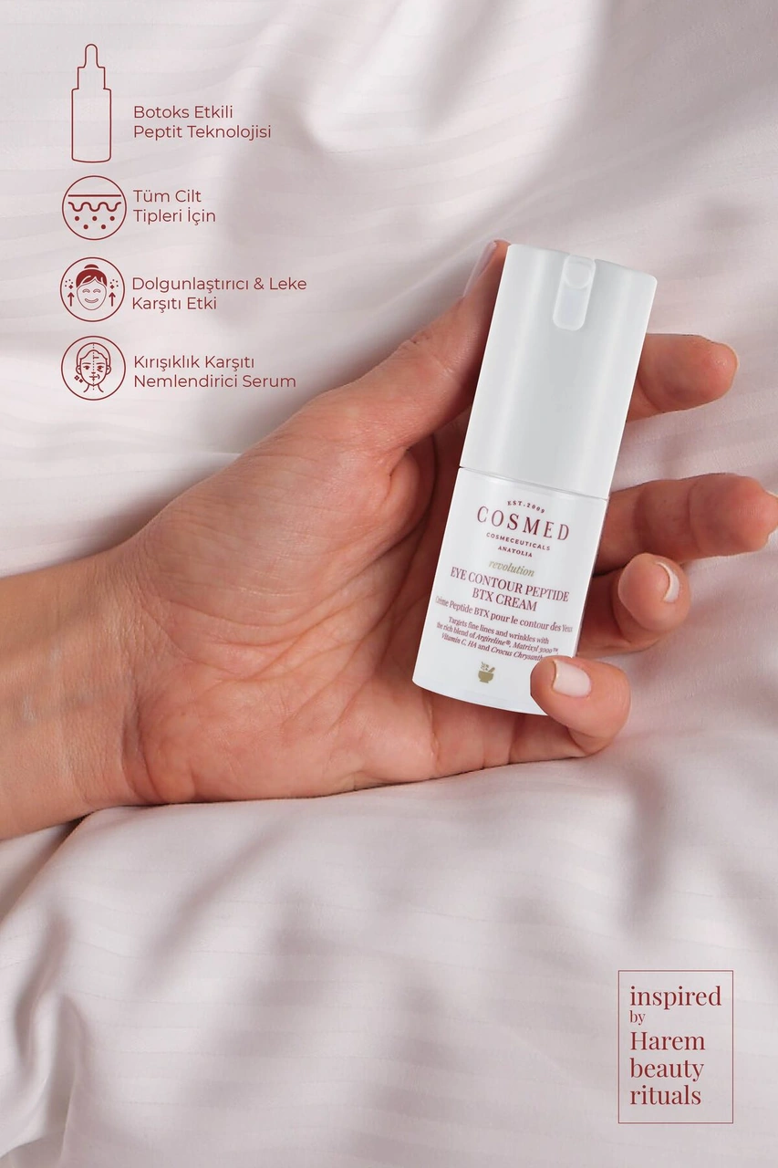 Cosmed ve   Peptitli Aydınlatıcı Göz Kremi - Eye Contour Peptide BTX Cream - 15 ml