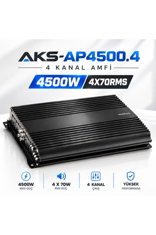 Aks-ap4500.4 Ab Class 4ohm 4x70w Rms 4500watt 4kanal Oto Amfi Anfi Amplifaktör