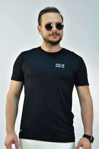 Escetic Erkek Siyah Füme Slim Fit T-Shirt-3284