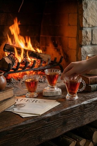 Rossel Premium 3 Lü Boncuk Kulplu Keyf-i Ala Cam Bardak Seti