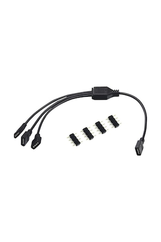 Alfais 4375 RGB Şerit 4 Pin LED Çoklayıcı Splitter Tek Kumanda 3 Çıkış
