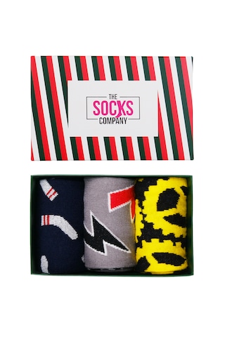 The Socks Company 3'lü Desenli Erkek Çorap Set Çok Renkli