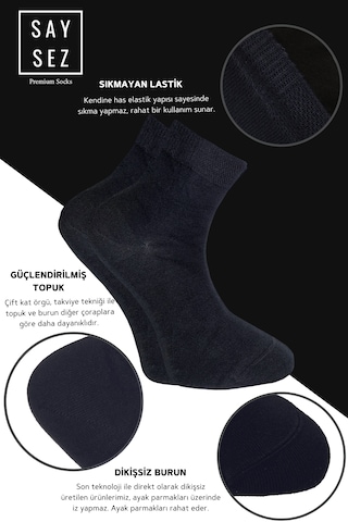 Bambu Erkek Yarım Konç Düz Füme Çorap Dikişsiz Premium Kutulu 5li Füme