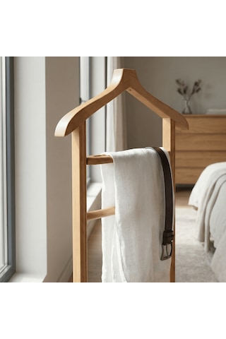 Gündays Home Tekli Dilsiz Uşak Naturel Masif Gürgen Ağacı El Yapımı Askılık Natural