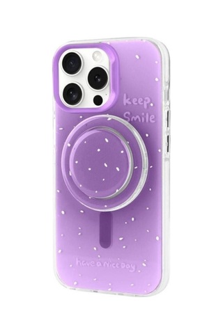 Apple Uyumlu iPhone 15 Pro Max Kılıf M-safe Şarj Özellikli Tak-çıkar Pop Soketli Zore Tiktok Kapak Mor