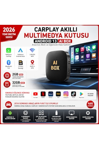 Ls2 Android 13.0 Carplay Aibox 2gb Ram 32gb Rom Kablosuz Carplay Android Auto Youtube Netflix Wifi Gps Diğer
