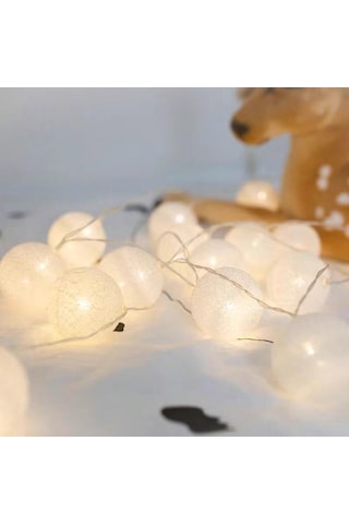 Wezone Beyaz Pamuk Topu Led Işık Zinciri - 3 Cm Toplar, 3 Metre 20 Işık, Usb Beslemeli, Ev Dekorasyonu, Noel, Doğum Günü, Oda Dekoru Beyaz