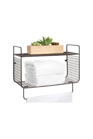 Metal Mutfak Banyo Duvar Rafı Terek Havluluk Wd-102 Siyah