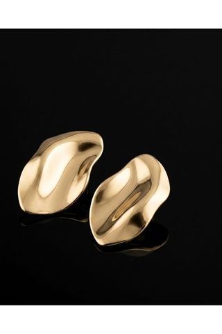 Organik Form Gold Küpe Modern Tasarım Kadın Küpe Çok Renkli