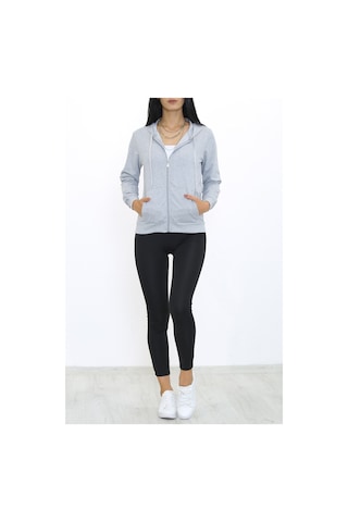 Bensu Store - Kapşonlu Fermuarlı Sweat Gri - 3001.275. 001