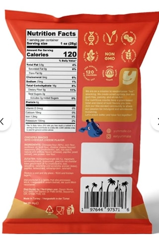 Vegan Glutensiz Cheddar Peynir Aromalı Fırınlanmış Nohut Cipsi 28 Gr
