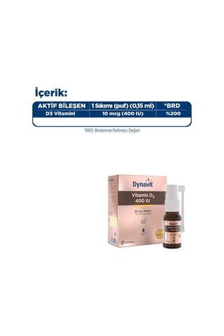 Dynavit Vitamin D3 400IU Sprey 20 ML