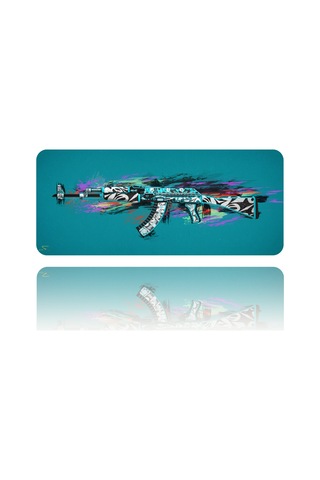 70x30 Cm Mavi Ak-47 Kauçuk Taban 3mm Oyuncu Gaming Mouse Pad