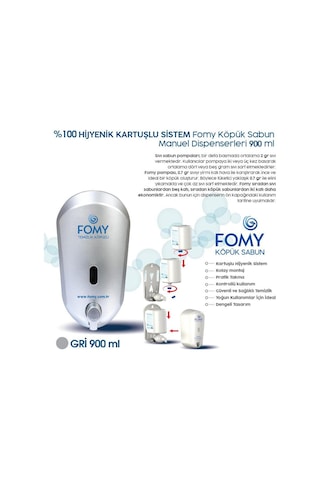 Fomy Köpük Sabun Gri Dispenser 900 Ml-81