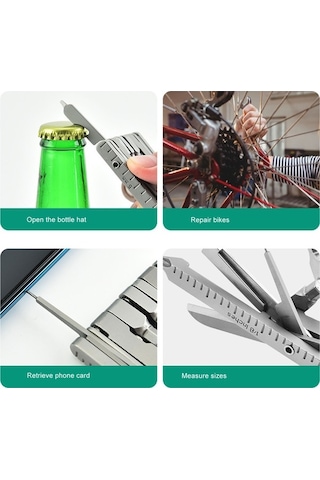 Tongxida 25 Fonksiyonlu Paslanmaz Çelik Katlanır Cep Pensesi - Anahtarlık & Kampçılık İçin - Pratik Yardımcı